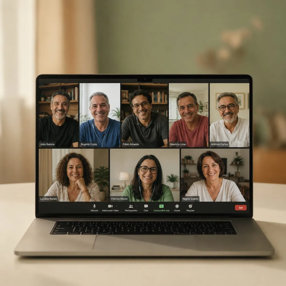 Participantes do Protocolo ZEP em Grupo reunidos numa sessão online ao vivo pelo Zoom